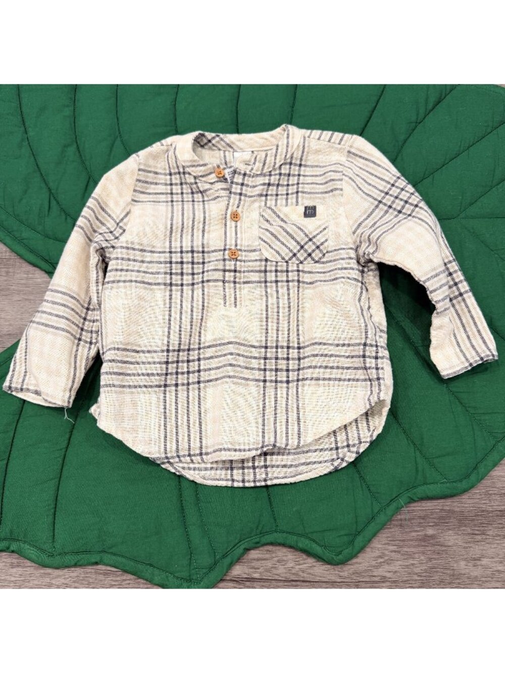 Modern Moments Boys 18M Plaid Long Sleeve Henley